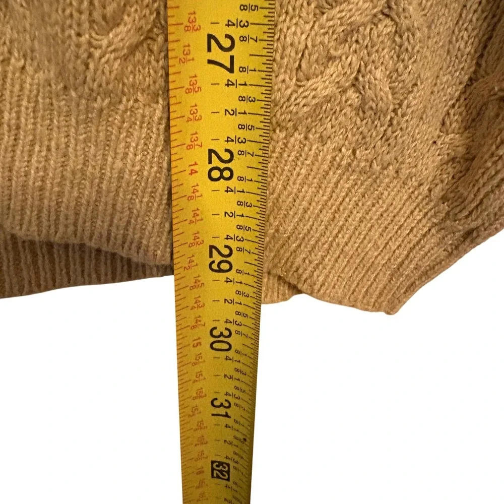 Chaps Ralph Lauren Mens M Cable Knit Fisherman Linen Cotton‎ Blend Sweater Tan